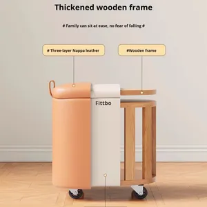 Sgabello da Trucco Girevole con Ruote Universali, Sedia Bassa Quadrata in PU, Stile Minimalista Italiano, per Camera da Letto e Arredamento Casa, con Contenitore per Cosmetici - Product Image 2