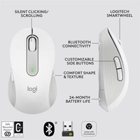 Logitech M650/M650L Silent Wireless Mouse Dual Mode, Mouse Kantor Klik Senyap Ergonomis untuk Laptop Desktop