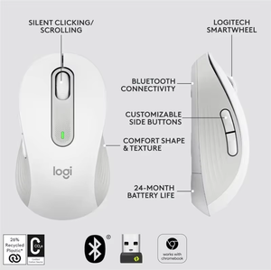 Logitech M650/M650L Silent <b>Wireless</b> <b>Mouse</b>, Bluetooth & 2.4G Dual Mode, Ergonomic Quiet Click Office <b>Mouse</b> <b>for</b> <b>Laptop</b> Desktop - Product Image 2