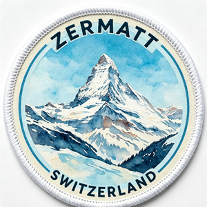 Zermatt Switzerland Mountain Embroidered Iron-On Patch Circle Shape Nonwoven Felt Gift Decorative Applique - Product Image 5