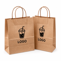 Sacs de courses en papier kraft brun avec logo personnalisé, sacs de transport pour aliments et boissons en gros avec poignée en papier torsadé