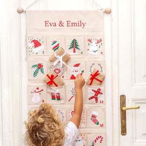 Nouveau design en gros de tissu en toile de coton imprimé suspendu Calendrier de l'<span class=keywords><strong>Avent</strong></span> de Noël pour les enfants - Product Image 1