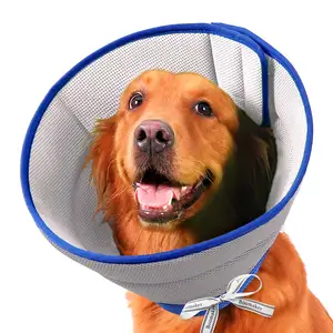 Breathable Adjustable Protective Elizabethan Collar Comfy soft Dog Cone After Surgery to Prevent Pets from Licking Wounds