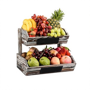 Panier à fruits et légumes en bois à 2 niveaux, design tendance, taille personnalisée, panier pour le rangement des fruits - Product Image 1