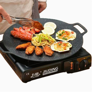 Multifunctional Portable Gas Grill Pan Non-Stick Round For Outdoor Camping And <b>Indoor</b> Cooking Durable Easy To Clean - Product Image 2
