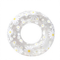 Transparenter Gänseblümchen-Schwimmring aus umweltfreundlichem PVC, aufblasbares rundes Pool- und Strand-Wasserspielzeug für Erwachsene, 60-90 cm