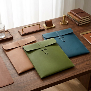 Porte-documents A4 en cuir PU avec fermeture à sangle, pochette de rangement pour dossiers de bureau, porte-tablette pour papier - Product Image 5