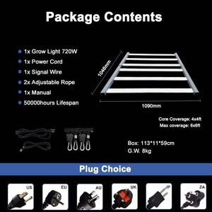 Luces de Cultivo LED de 720 Vatios 2025, <span class=keywords><strong>Luz</strong></span> de Cultivo LED de Espectro Completo Samsung de 700 Vatios, <span class=keywords><strong>la</strong></span> <span class=keywords><strong>Más</strong></span> Económica, Área de 4x4 para Cultivo y Floración en Interiores - Product Image 6