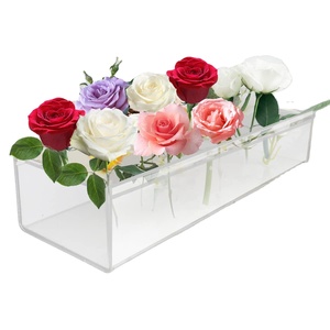 Hot Sale Clear Acrylic Rectangular <strong>Flower</strong> <strong>Vase</strong> <strong>Flower</strong> Container Planter Pot Long <strong>Flower</strong> Pot Decorative <strong>Vase</strong> Floral Centerpiece - Product Image 1