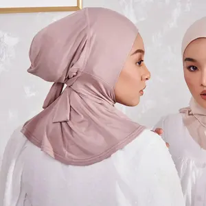 Cachecol estampado ninja, lenço traseiro de algodão e bambu para mulheres, hijab