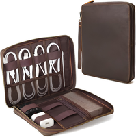 Bolsa Organizadora de Cables Electrónicos de Cuero PU Premium de Fábrica, Bolsa de Transporte de Tecnología para Viajes de Gran Capacidad con Múltiples Compartimentos