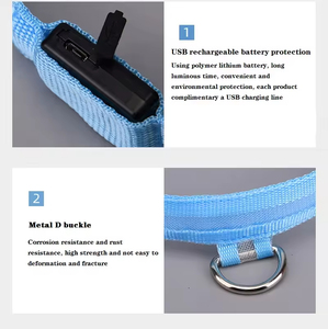 Collar de Perro Luminoso LED de Nailon, Ajustable, Ecológico, con Patrón Sólido, Recargable, para Seguridad Nocturna en Todas las Estaciones - Product Image 5