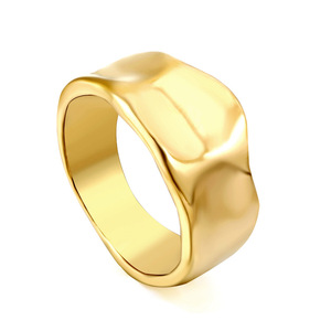 แหวนรูปทรงเรขาคณิตไม่สมมาตร ชุบทอง 18k เครื่องประดับแฟชั่นสำหรับทุกเพศ ของขวัญ สไตล์ยุโรป สำหรับนิ้วชี้ - Product Image 1