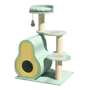 Arbre à <span class=keywords><strong>chat</strong></span> multi-niveaux avec lit intégré et griffoir en sisal, design pastoral avocat, pour petits espaces - Product Image 1