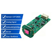 Module de caméra VGA CMOS 1/4" 640*480 50fps DC12V 18*40mm, module de caméra miniature, carte PCB pour la vision industrielle, la surveillance de la sécurité