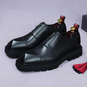 Nuevos zapatos de vestir formales para hombre, de lujo y a la moda, con cierre de cremallera, estilo casual, de cuero genuino, zapatos de vestir y Oxfords de cuero para hombre - Product Image 5