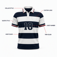 Camisetas de Rugby Personalizadas Unisex, Impresión por Transferencia de Calor, Secado Rápido, Absorción de Humedad, Ropa Deportiva para Equipos, Venta al Por Mayor, OEM, 100% Poliéster