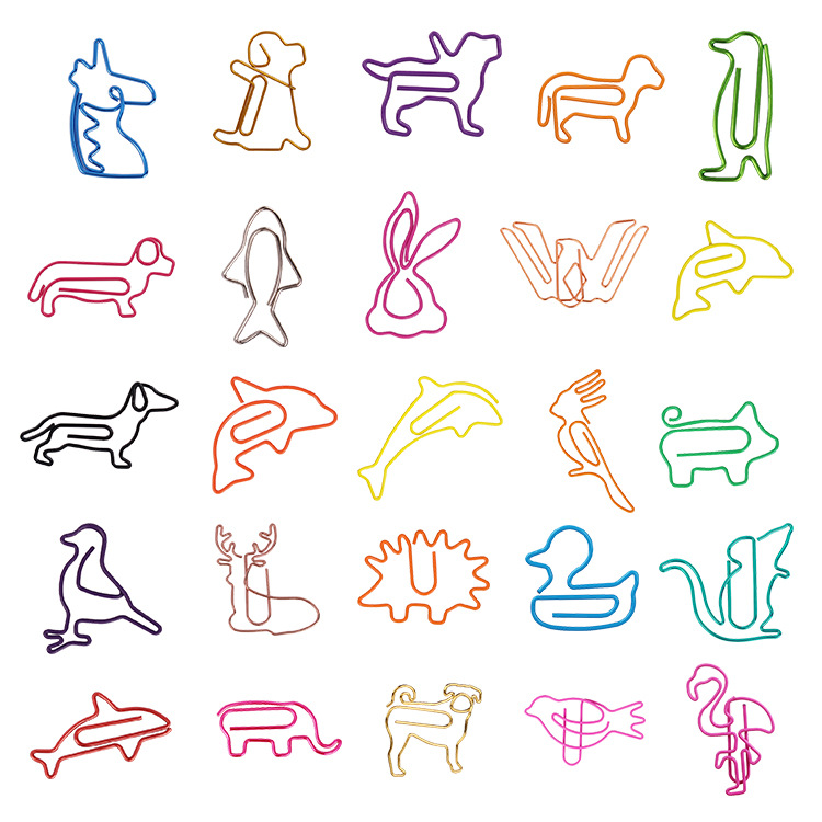 Различные металлические зажимы для бумаги в форме животных для школы и офиса с покрытием, офисный органайзер для файлов