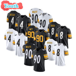 2026 Yeni Pittsburgh Çocuk Amerikan Futbolu Forması 4 DK Metcalf 8 Aaron Rodgers 90 T.J. Watt Gençlik Dikişli Oyun Forması - Product Image 1