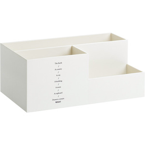 Plastic Pen Holder Square White And Gray Digital Printing Office Desk Organizer Storage Box With Dividers For Stationery - Product Image 1