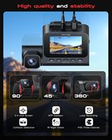 Enregistreur de conduite LINGDU V630 3 canaux 4k+1080p+1080p, boîte noire de voiture avec Wifi intégré, GPS et vision nocturne, caméra de tableau de bord avant et arrière 4k