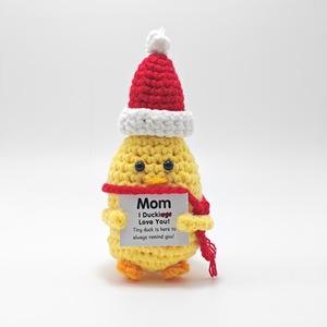 Llavero de Ganchillo Hecho a Mano con Forma de Pato Amarillo de Lana Peinada, Colgante Bonito con Expresión de Energía Positiva, Bolsa OPP, Producto Terminado - Product Image 3