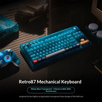 Teclado mecánico 8Bitdo Retro87, azul agua transparente, inalámbrico BT de tres modos, universal para PC y portátiles.