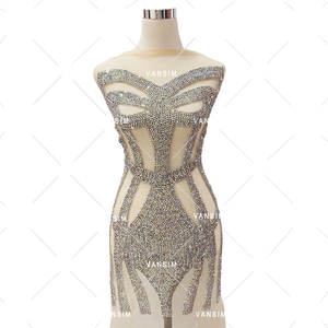 Applique de corsage en strass scintillant, patch en cristal perlé pour robe de mariée, robe de demoiselle d'honneur, robe de soirée - Product Image 3