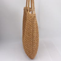 Sac de plage en paille de papier de style luxueux, tissé à la machine, grande capacité, sac à main pour femme, voyage, shopping, vacances