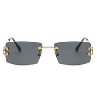 Lunettes de soleil carrées sans monture Vente en gros Nouvelles lunettes tendance Lunettes de soleil de marque protégées UV400 de haute qualité pour femmes