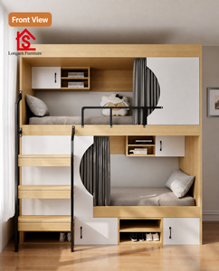 Maßgefertigtes Modernes Wandbett mit Aufbewahrungsschrank und Vorhang Massivholz-Leiter Schlafzimmermöbel Großhandel - Product Image 3