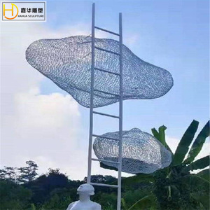Sculpture en acier inoxydable Jiahua, sculpture abstraite géométrique, montage au sol extérieur, forme irrégulière faite à la main, pièce d'art décorative - Product Image 2