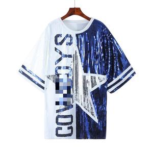 Sequin Football Jersey Dress - Knee-Length Bling Style Sequin Football Jersey Dress - Knee-Length Bling Style