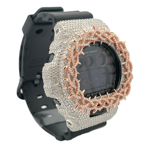 Boîtier de montre DW6900 Iced Out Thorn Design en argent 925 avec moissanite Hip Hop VVS D, accessoires de montre sertis de diamants - Product Image 5