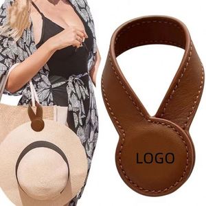 2025 Magnetic <b>Hat</b> Clip for Travel on Bag Fashionable Travel Accessories Leather <b>Hat</b> <b>Holder</b> with Logo - Product Image 1
