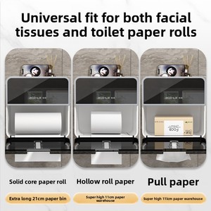 Porte-papier toilette de luxe haut de gamme, imperméable, multifonctionnel, double couche, sans perçage, pour salle de bain - Product Image 4