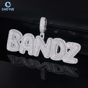 Custom Name Moissanite <b>Pendant</b> <b>Solid</b> 925 Sterling Silver <b>Gold</b> Plated VVS GRA Moissanite Themed Letter Iced Out Hip Hop Jewelry - Product Image 4