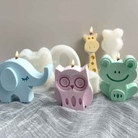 Moule en silicone pour bricolage : grenouille, éléphant, girafe, hibou - pour argile douce, gypse aromatique, bougies et savons