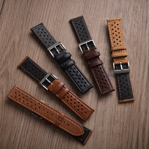 JUELONG Bracelet de montre rallye en cuir véritable 20mm 22mm Vintage Crazy Horse Bracelets de montre noirs en cuir avec dégagement rapide - Product Image 2