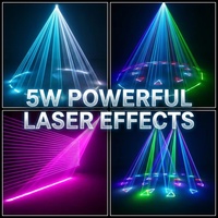 Luz Láser Profesional RGB de 5W con Cabezal Móvil, Anillo Halo LED, Proyector de Animación de 20kpps, DMX512 ILDA para Escenarios, Discotecas, Clubes, DJ