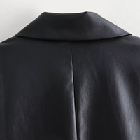 SHENZHU Veste en similicuir croisée pour femme, nouvelle collection Printemps/Automne 2026, style vintage, manches longues, décontractée