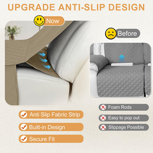 Protetor de Sofá Reclinável Antiderrapante e Impermeável em Bege Claro, Lavável na Máquina, Amigo das Crianças - Product Image 5