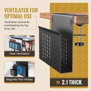 Organisateur de bureau latéral en acier, support pour ordinateur portable à fixation par pince avec porte-<span class=keywords><strong>stylo</strong></span> magnétique - Product Image 6