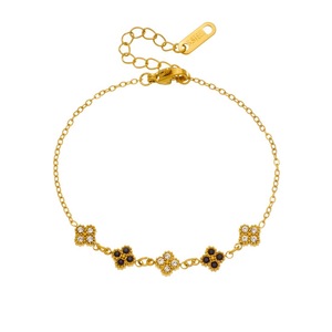 Fashion Charm Bracelet Zinc Alloy Gold Plated Flower Design Bezel Setting Gift Jewelry B1940 - Product Image 5