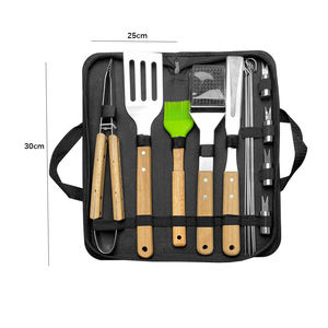 Ensemble d'outils de barbecue ANJUKE en acier inoxydable et <span class=keywords><strong>bois</strong></span>, trois pièces, avec fourchette résistante à la chaleur, spatule et <span class=keywords><strong>pince</strong></span> <span class=keywords><strong>pour</strong></span> le camping en plein air - Product Image 5