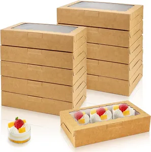 กล่องคุกกี้สี่เหลี่ยมกระดาษแข็งกระดาษสีน้ำตาลพร้อมหน้าต่าง