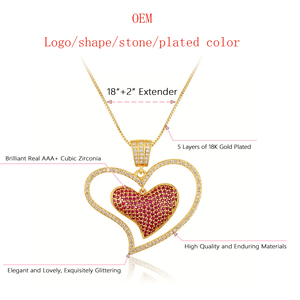 Corazón doble personalizado con colgante de circonio con microincrustaciones, collar romántico en forma de corazón, collar <span class=keywords><strong>Love</strong></span> <span class=keywords><strong>Actually</strong></span> 100 - Product Image 6