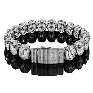 Bracelet Tennis Hiphop Platine à Maillons Ronds Sertis Griffe pour Cadeau de Fête - Product Image 1