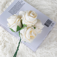 Grande rose artificielle blanche résistante aux UV, romantique, pour mariage, Saint-Valentin, intérieur/extérieur, fleur en PE au toucher réel, décoration complète