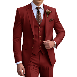 <span class=keywords><strong>Costume</strong></span> de luxe bordeaux respirant pour <span class=keywords><strong>homme</strong></span>, style italien, coupe ajustée, ensemble <span class=keywords><strong>3</strong></span> <span class=keywords><strong>pièces</strong></span>, col en V, smoking de mariage, blazer et <span class=keywords><strong>gilet</strong></span> pour cérémonie formelle - Product Image 4